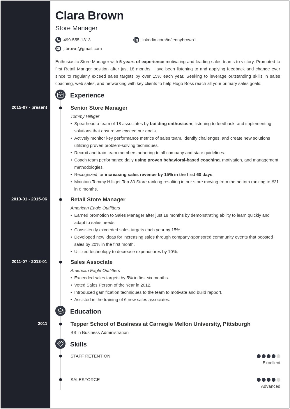 Retail General Manager Job Description For Resume