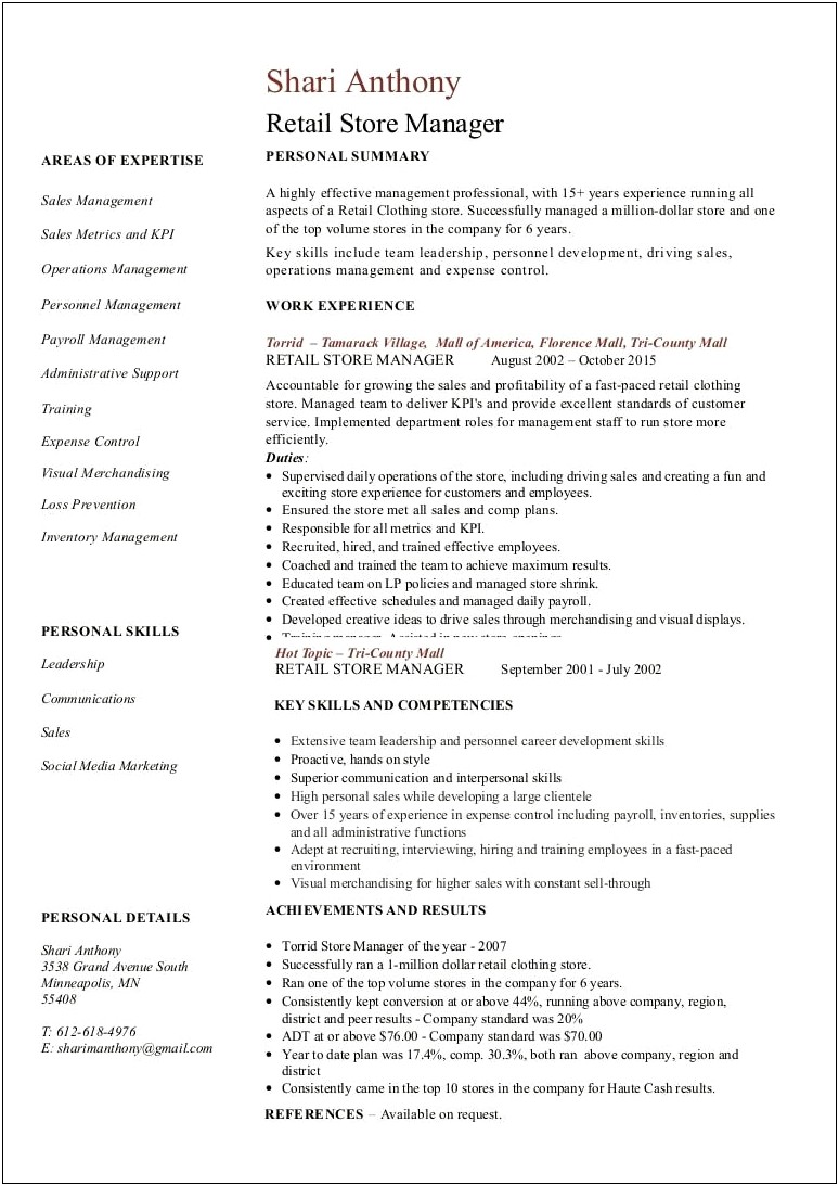 Retail Management Skills To Include On Resume