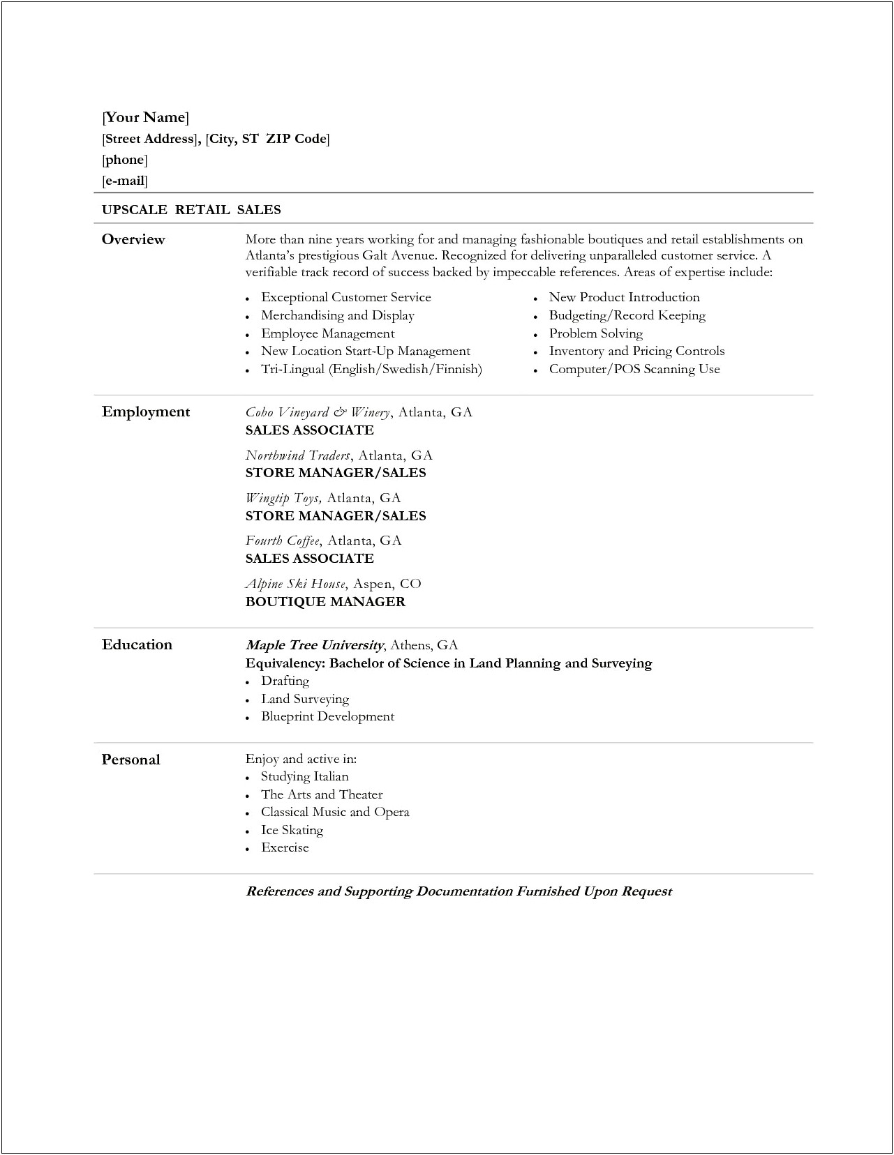 Retail Manager Job Objective Resume