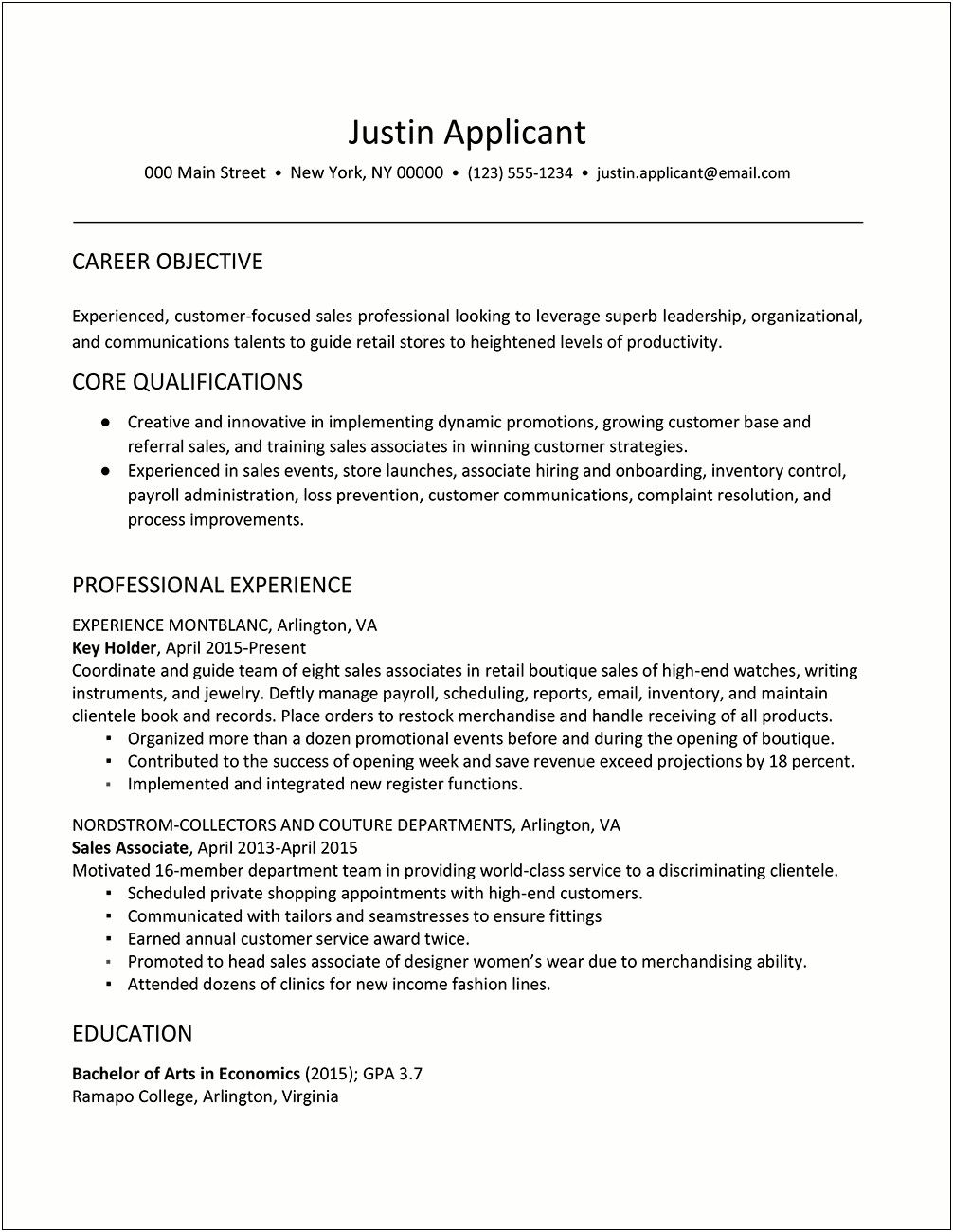 Retail Receiving Job Description Resume