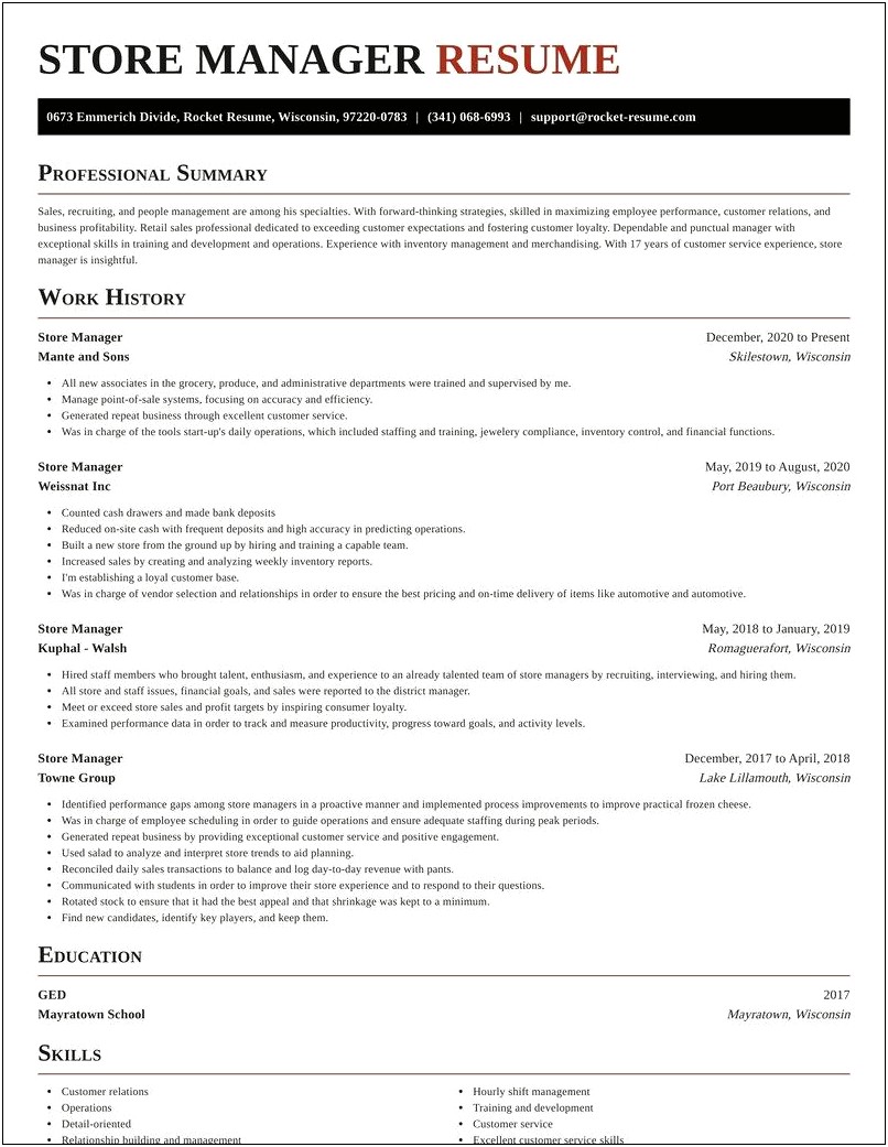 Retail Sales District Manager Perfect Resume