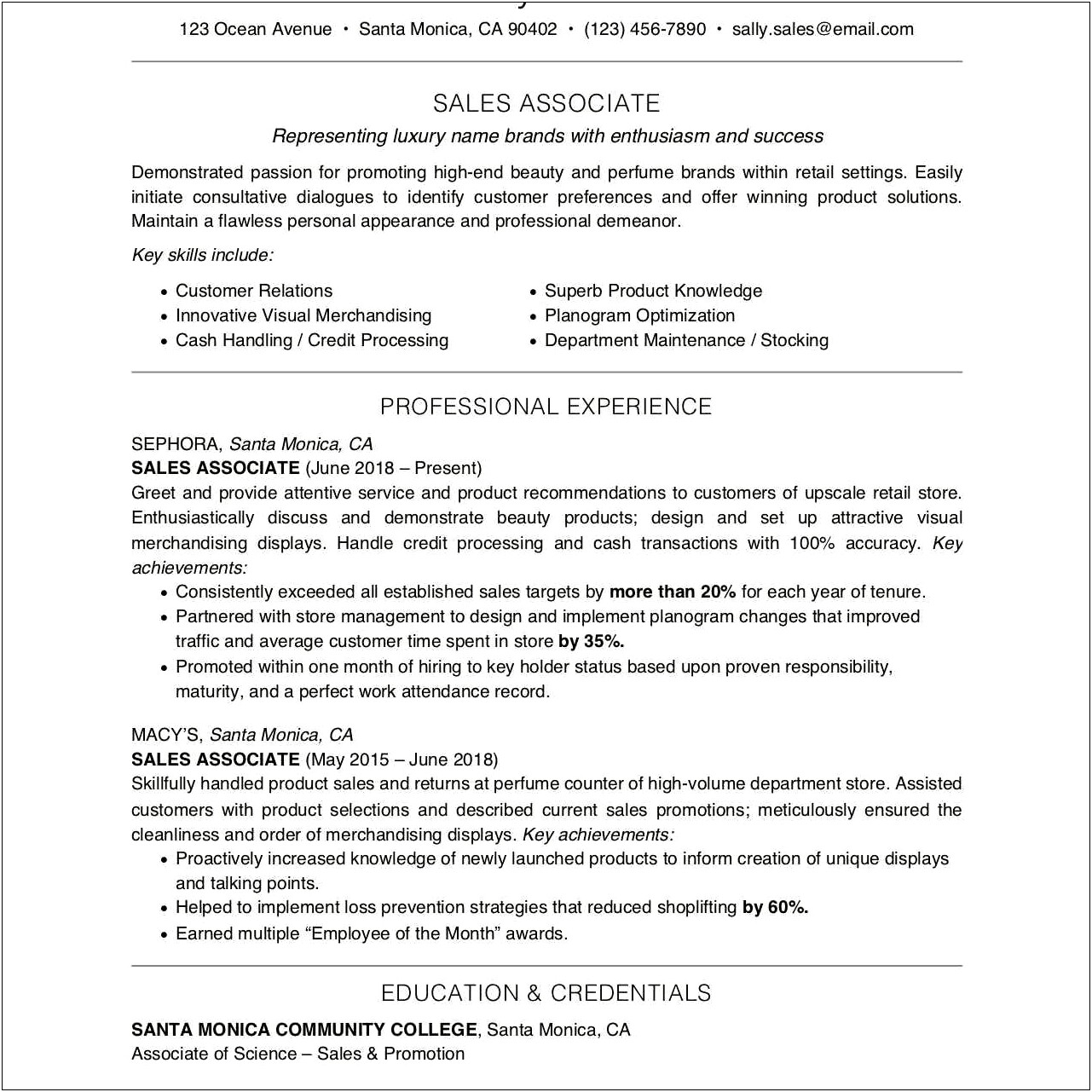 Retails Skills To Include Of Resume