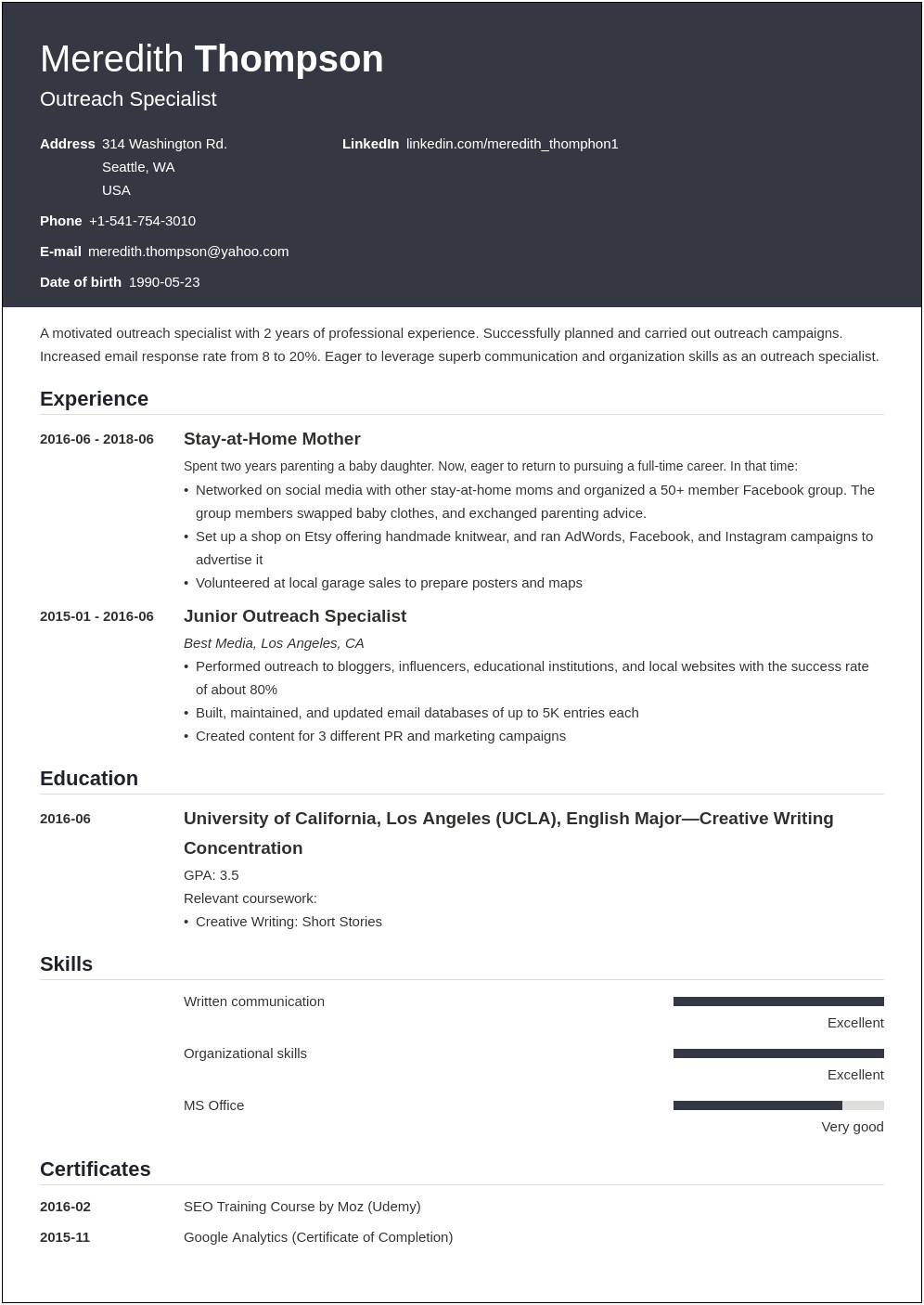 Returning To Work Force Resume Examples 2018