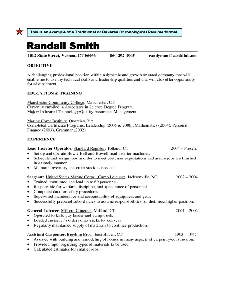 Reverse Chronological Resume Template Free Download