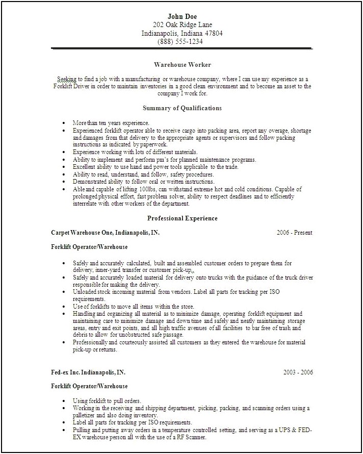 Rf Scanner Job Description For Resume
