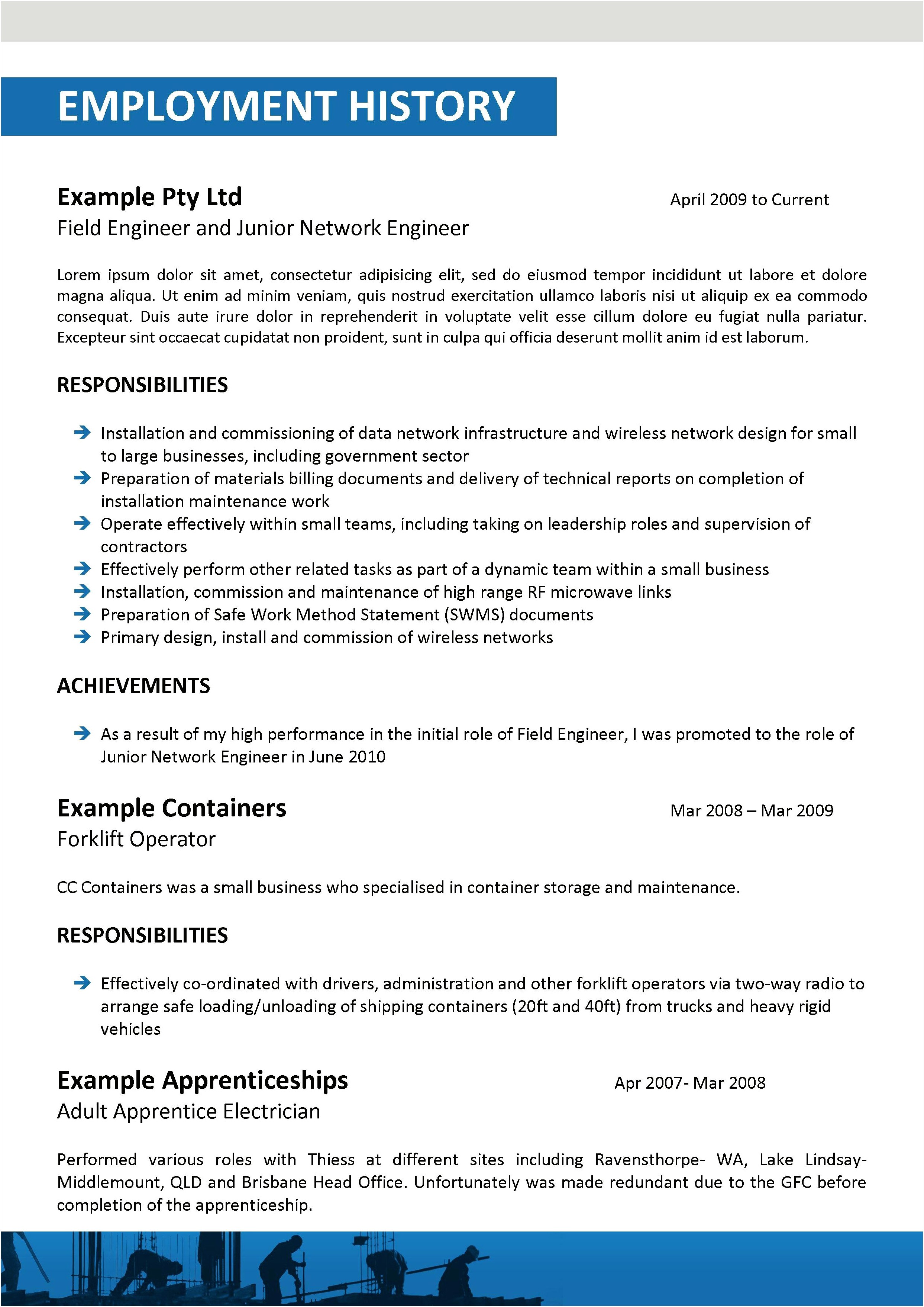 Rigger Job Description Resume Sample