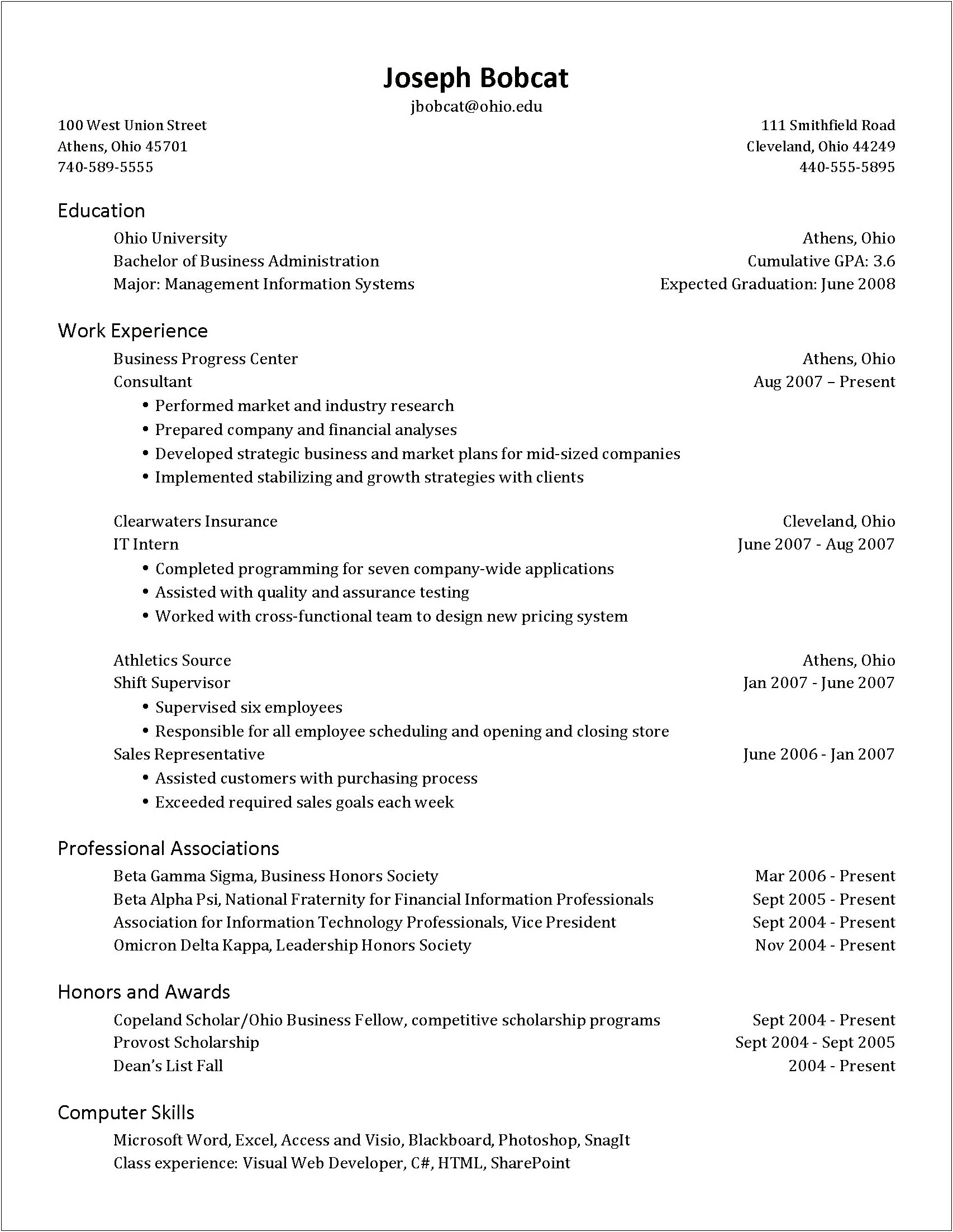 Right Align Dates On Resume Word