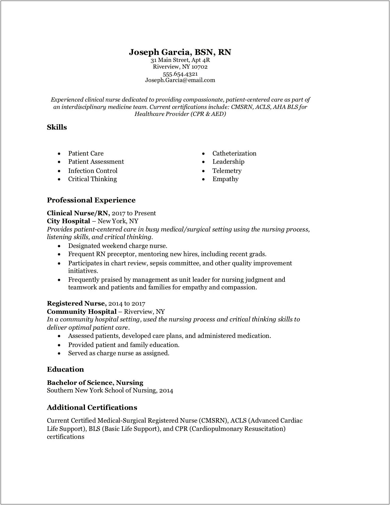 Rn Resume Skills And Abilities