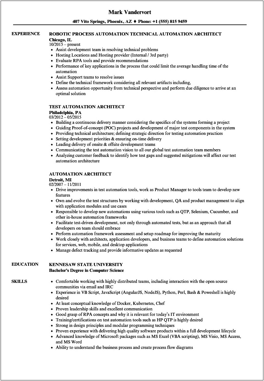 Rpa Business Analyst Resume Sample