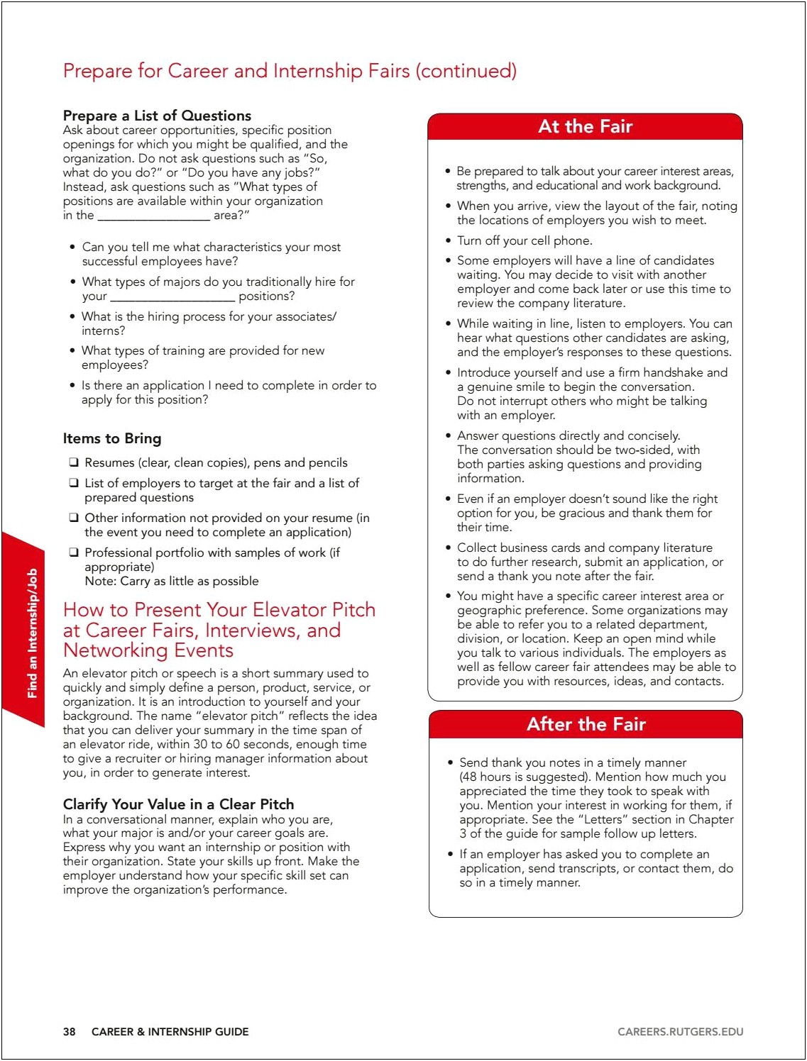 Rutgers Career Services Sample Resume