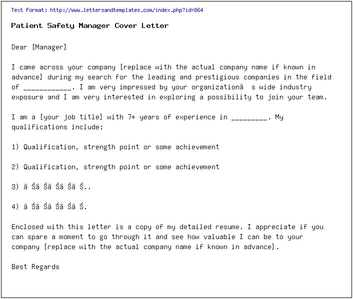 Safety Manager Job Description For Resume
