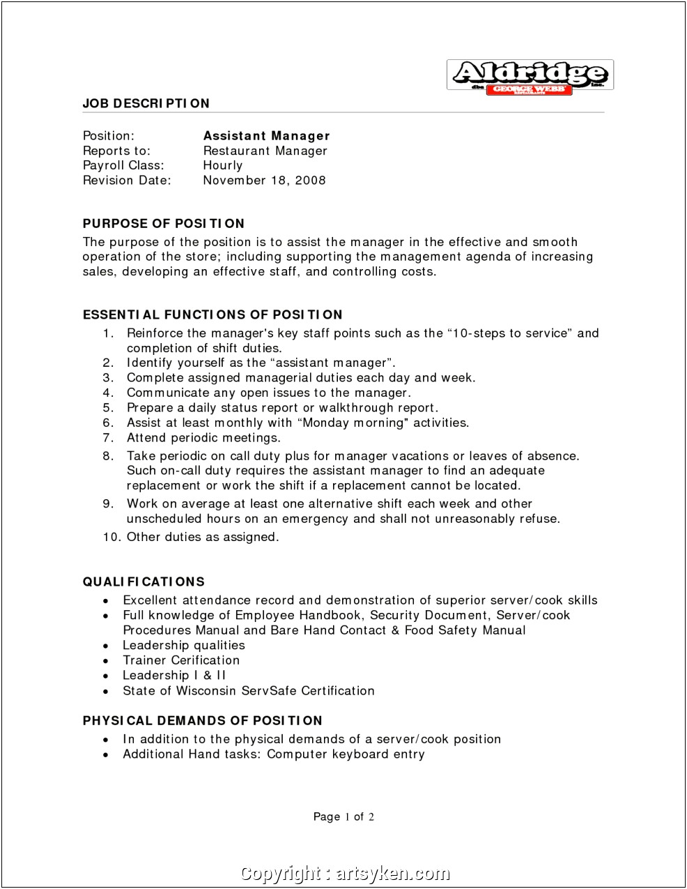 Safety Manager Job Description Resume