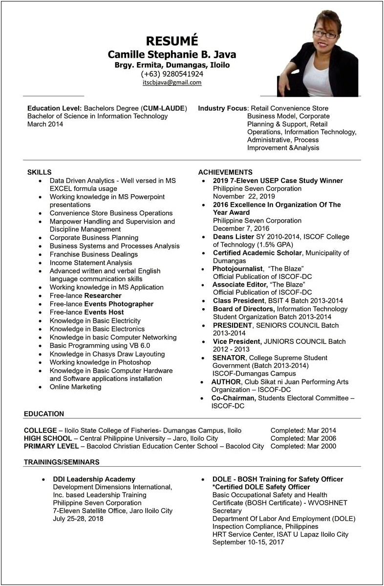 Safety Officer Sample Resume Philippines