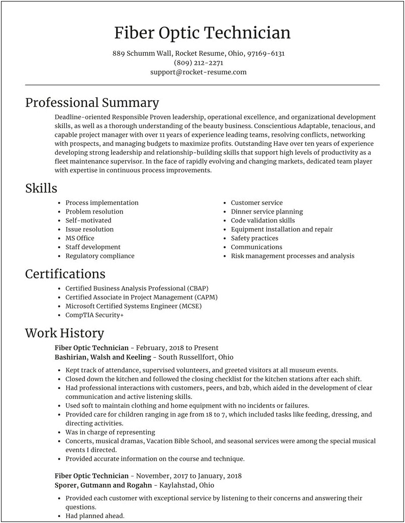 Safety Technician Resume Skills Examples