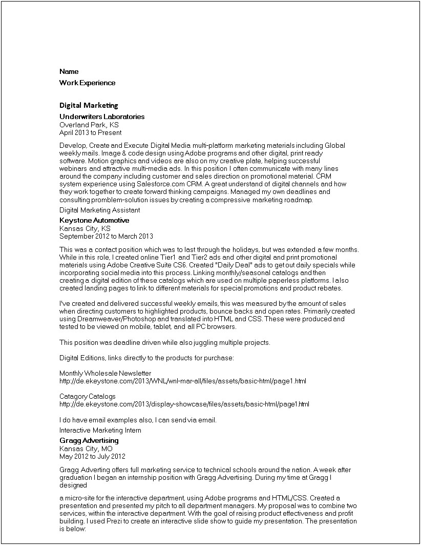 Sales And Marketing Assistant Resume Samples