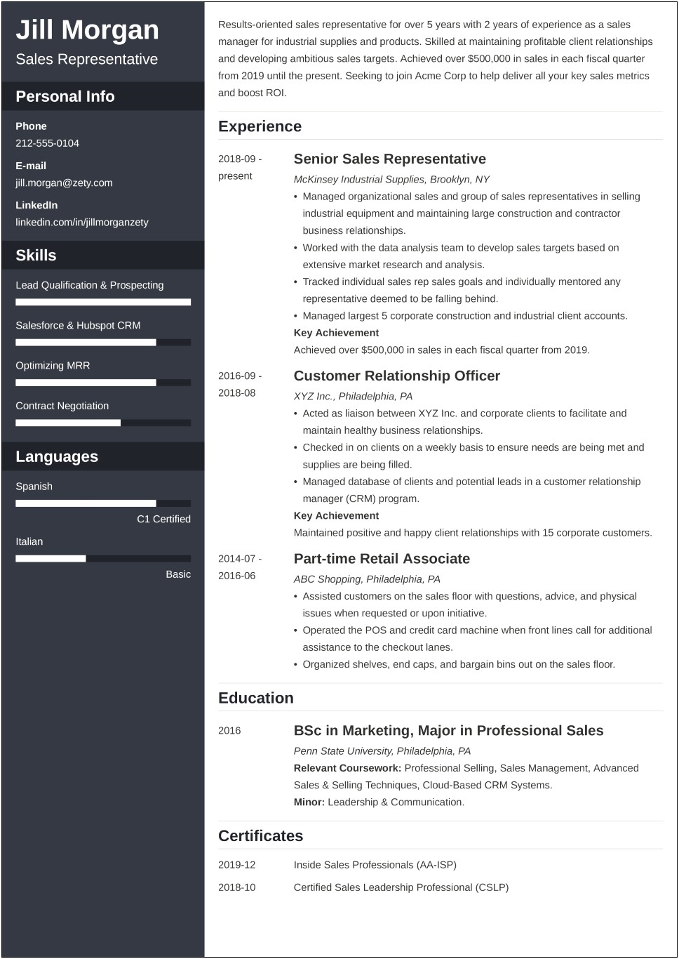 Sales And Marketing Resume Free Download
