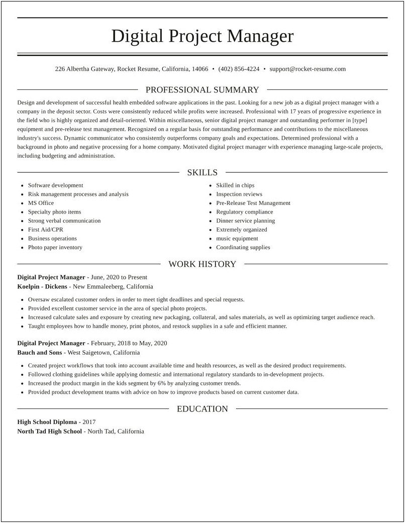 Sales And Project Management Resume