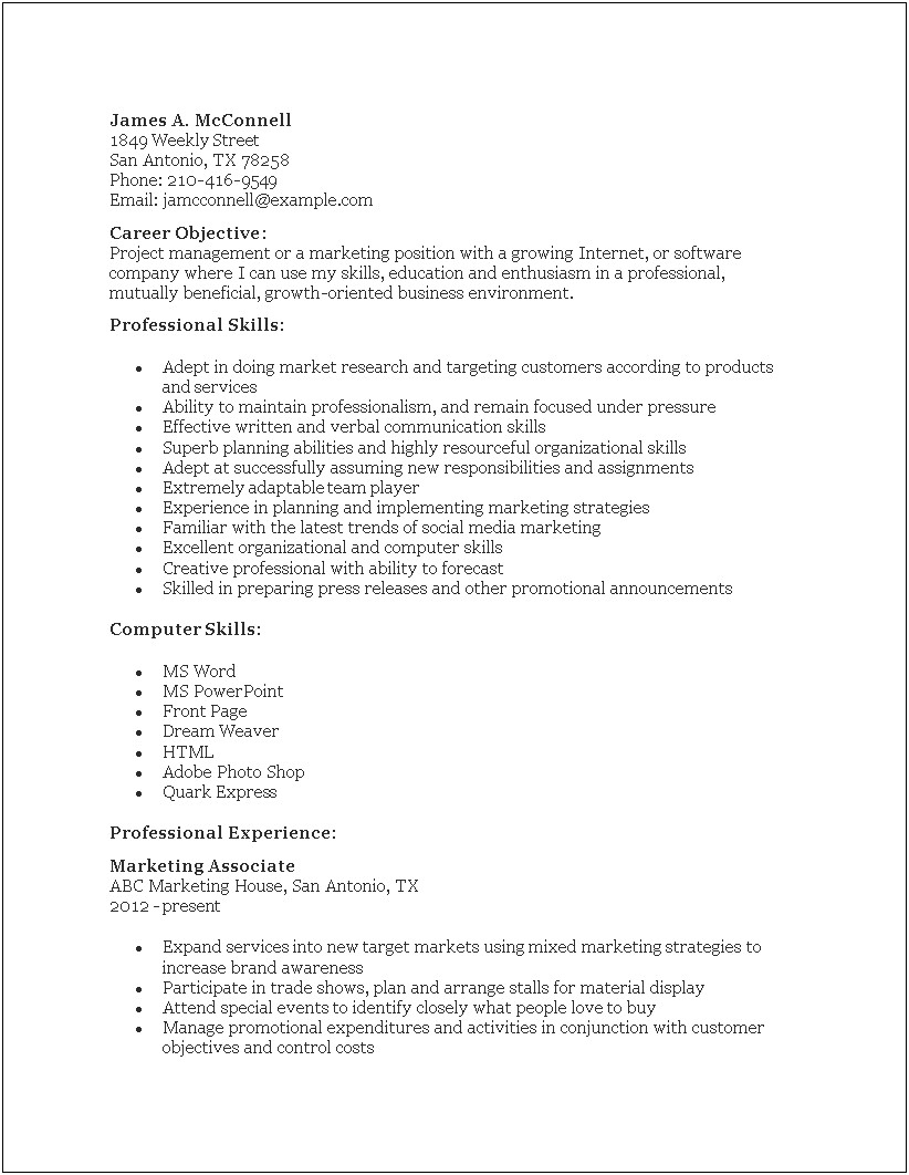 Sales Associate Experience Resume Examples