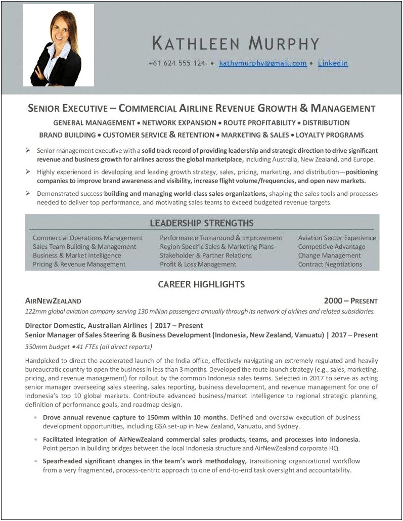 Sales Director Resume Examples Airline