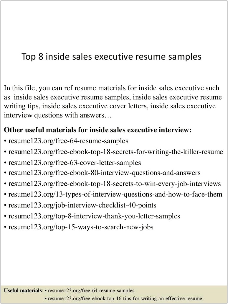 Sales Executive Resume Samples Free
