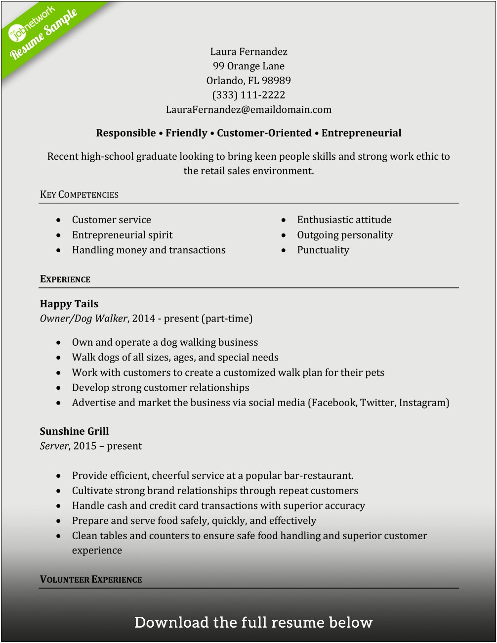 Sales Experience Examples For Resume