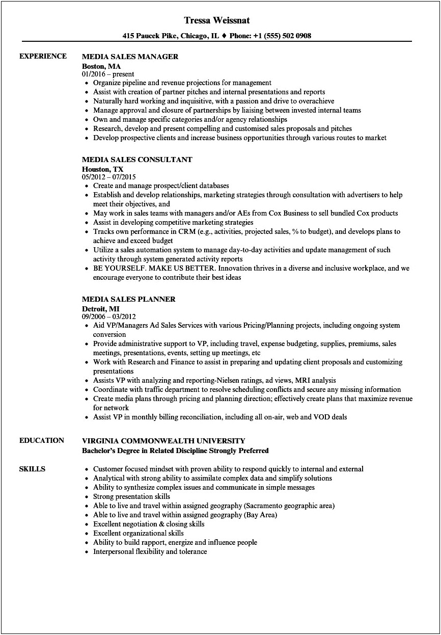 Sales Job Description Sample Resume
