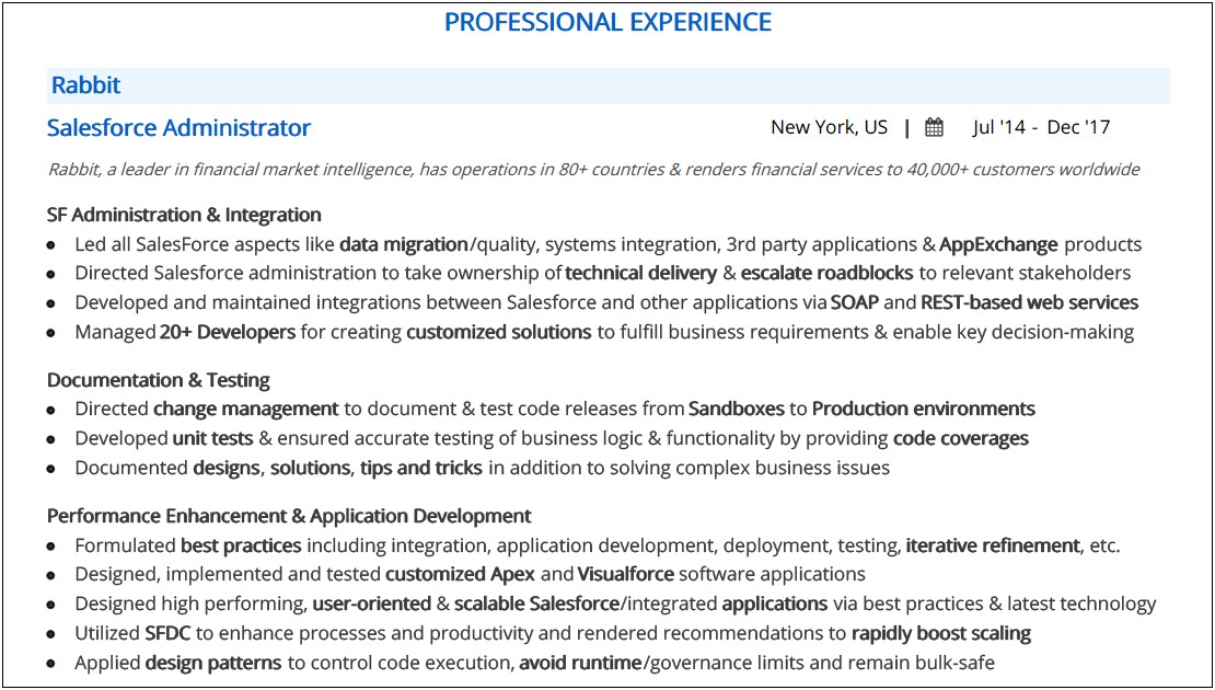Sales Manager Resume Salesforce Experience