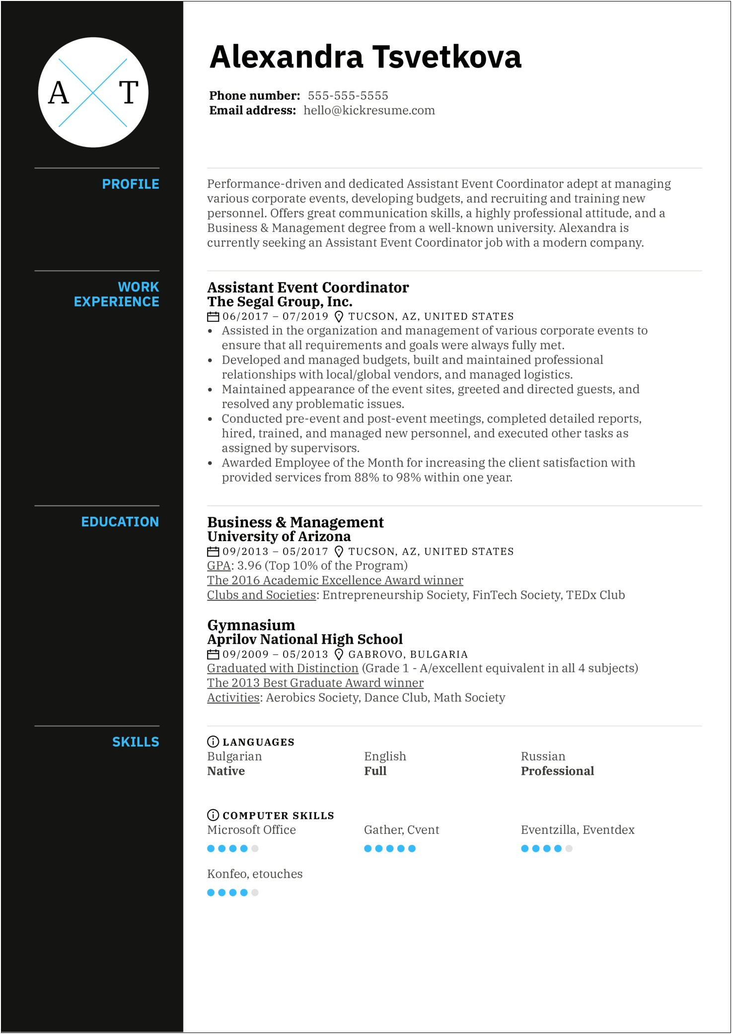 Sales Marketing And Event Manager Resume Summary