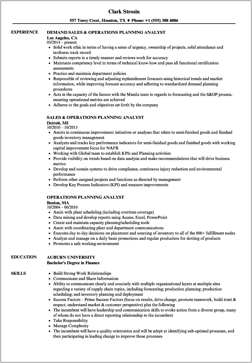 Sales Operations Analyst Resume Example Real