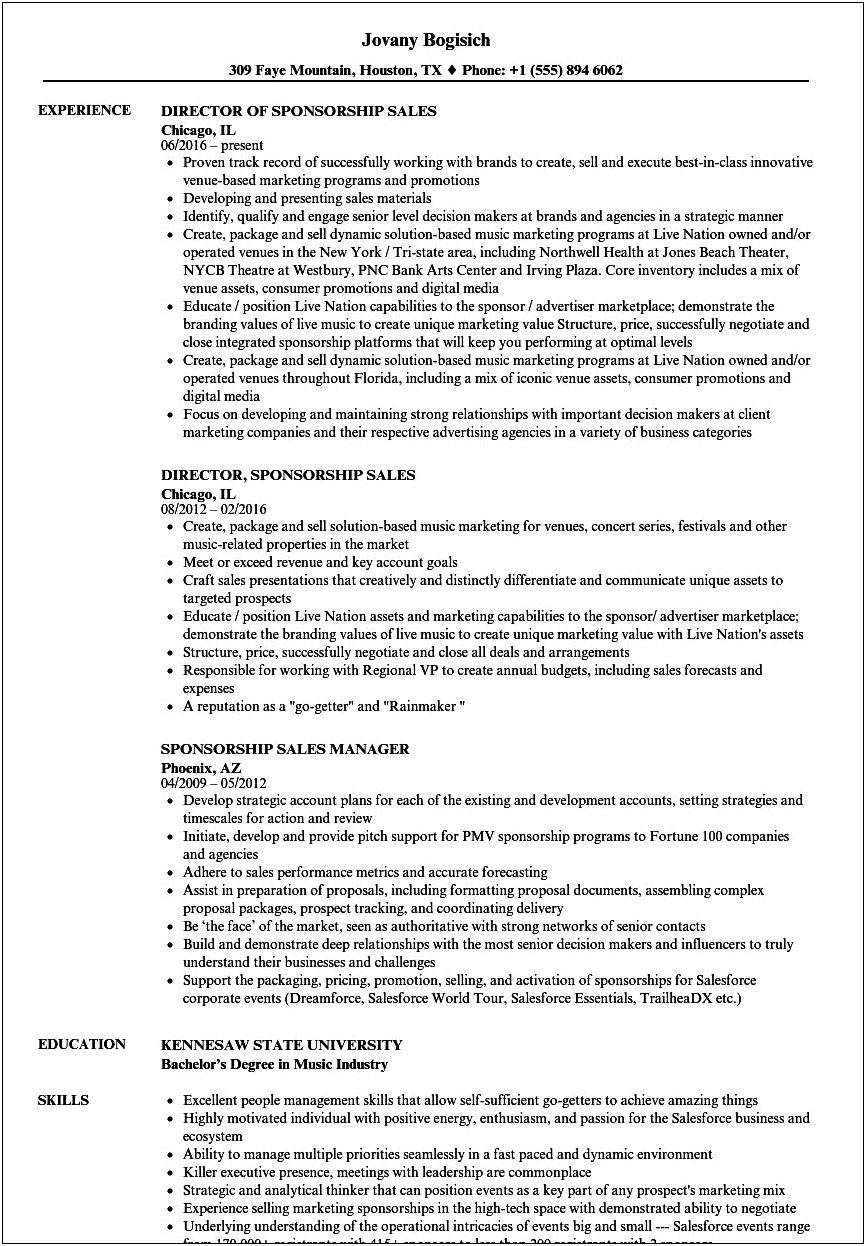 Sales Pitch For Resume Example