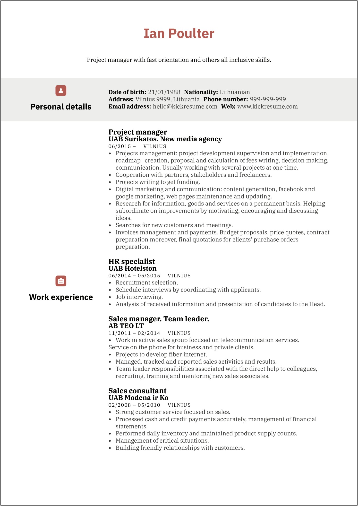 Sales Project Manager Objective Resume