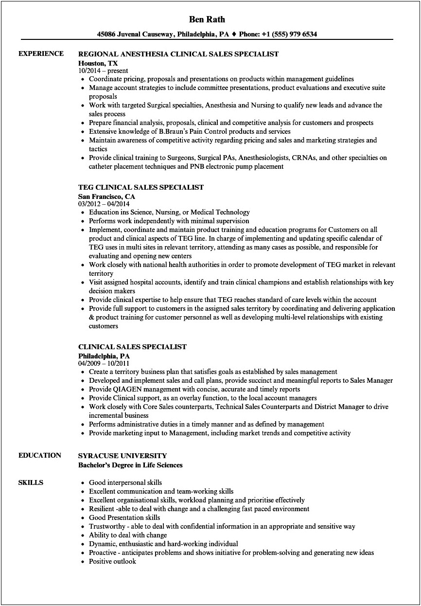 Sales Specialist Job Description Sample Resume