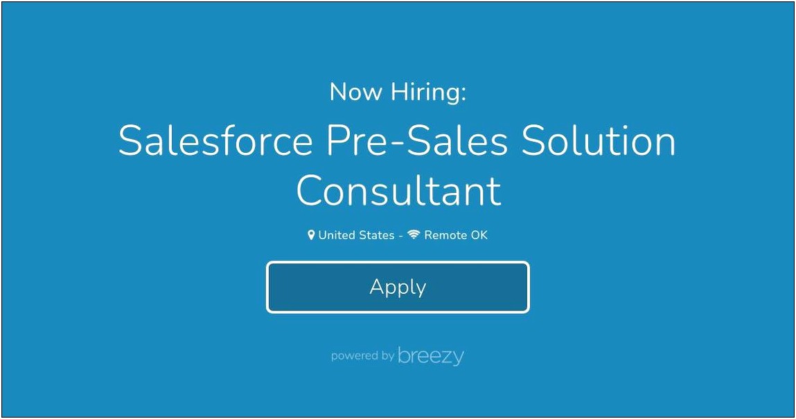 Salesforce Pre Sales Engineer Resume Sample