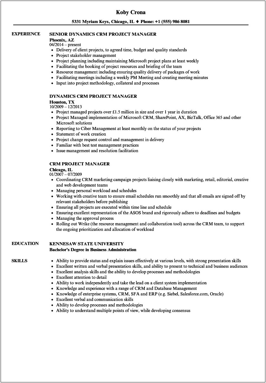Salesforce Project Manager Resume Sample