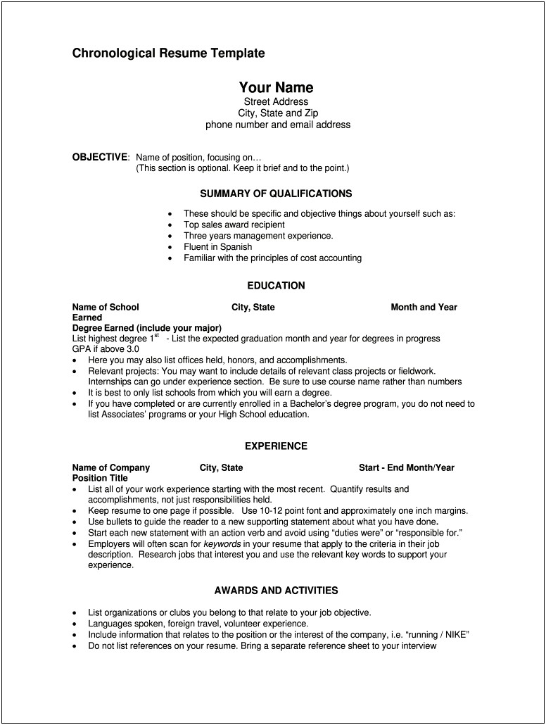 Sample Blank Resume Forms To Print
