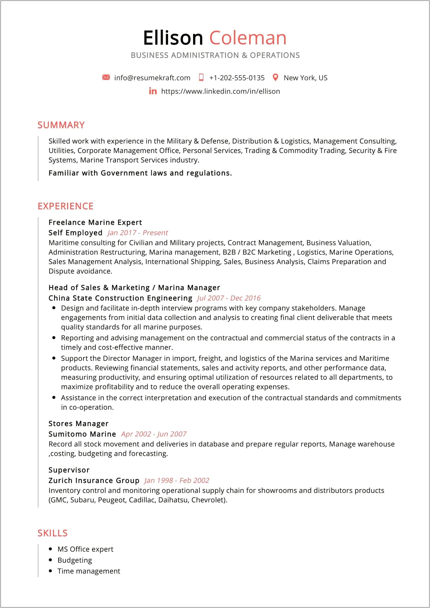 Sample Business Administration Resume Objectives