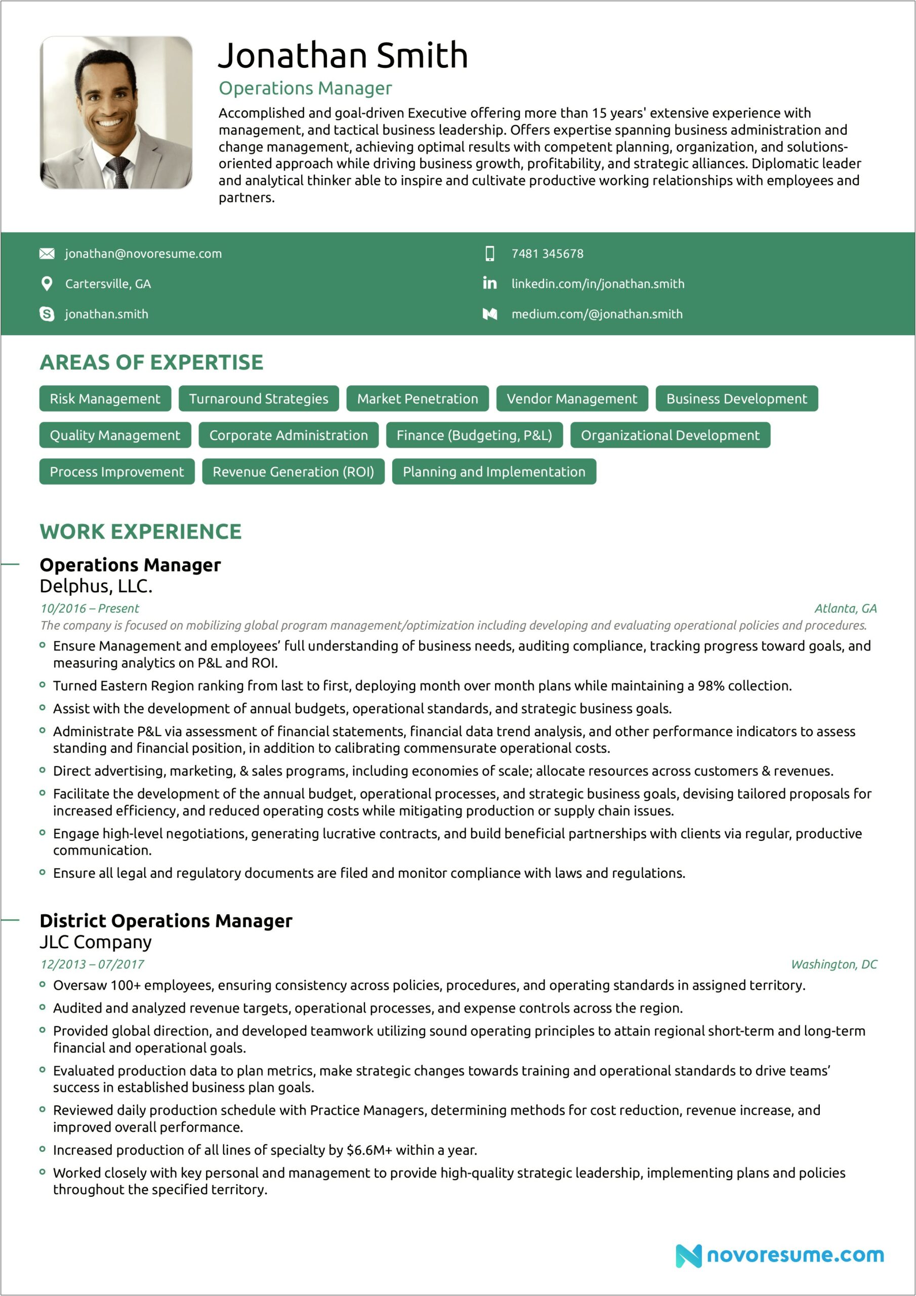 Sample Business Operations Manager Resume