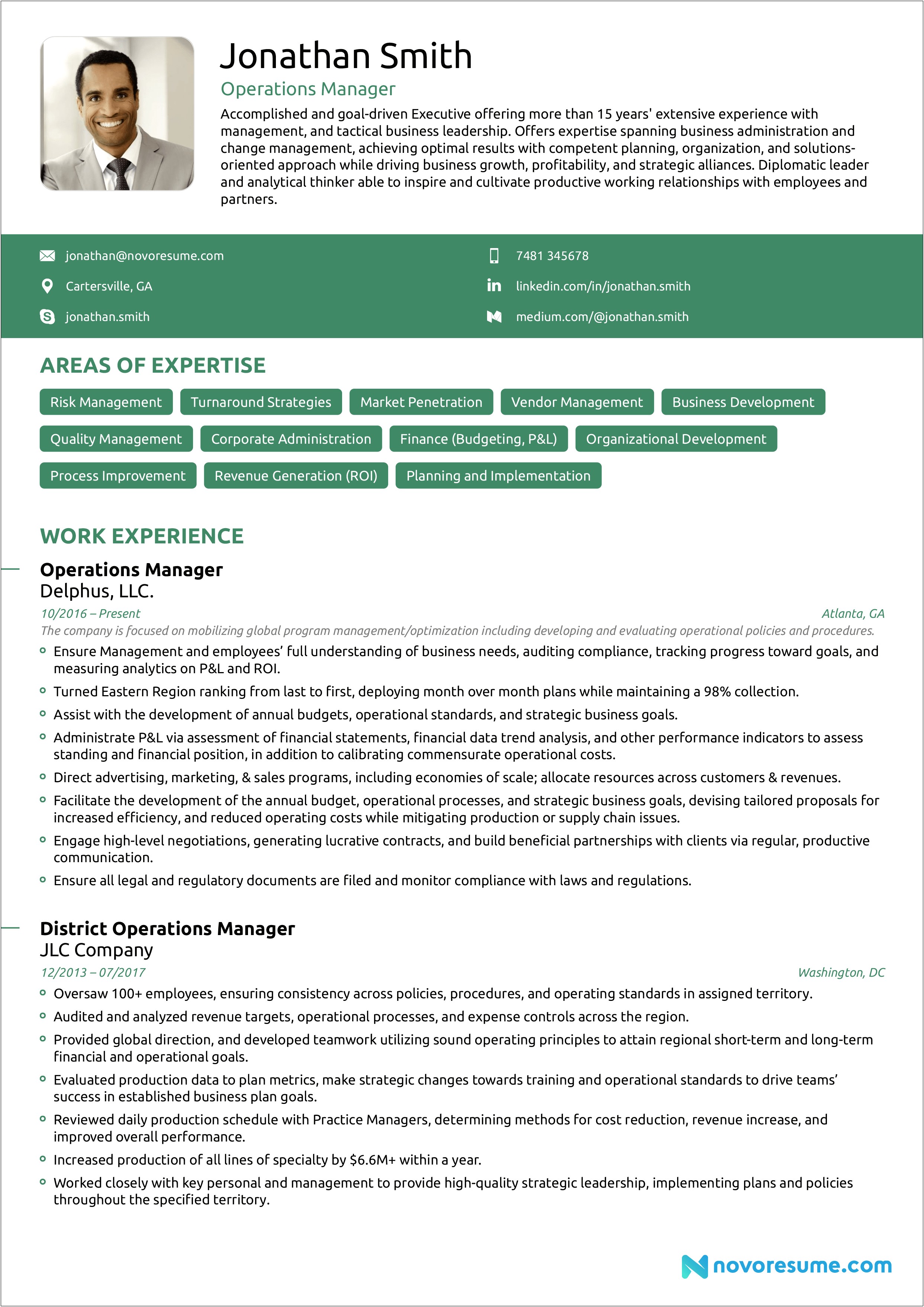 Sample Business Operations Manager Resume