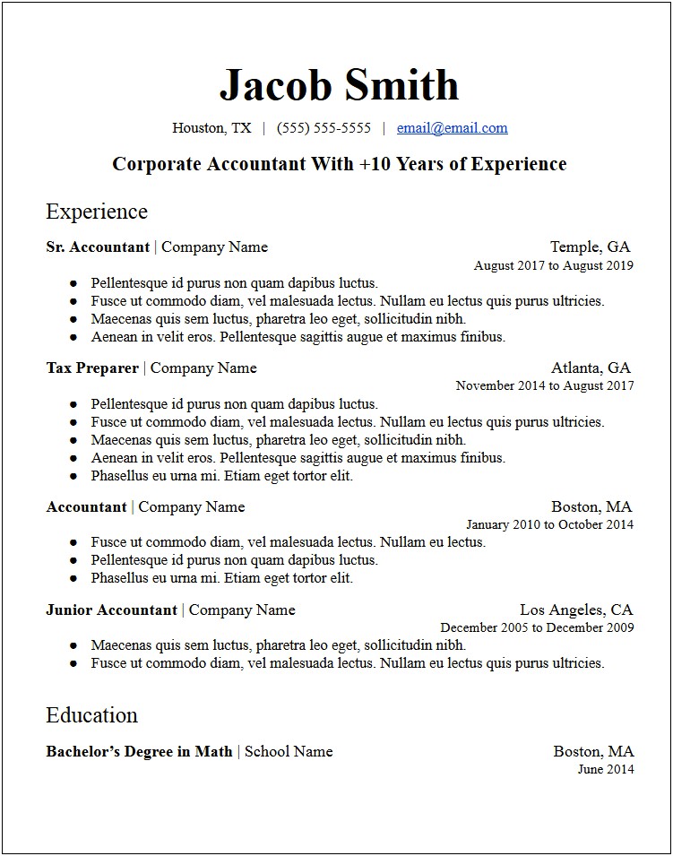 Sample Career Summary On Resume