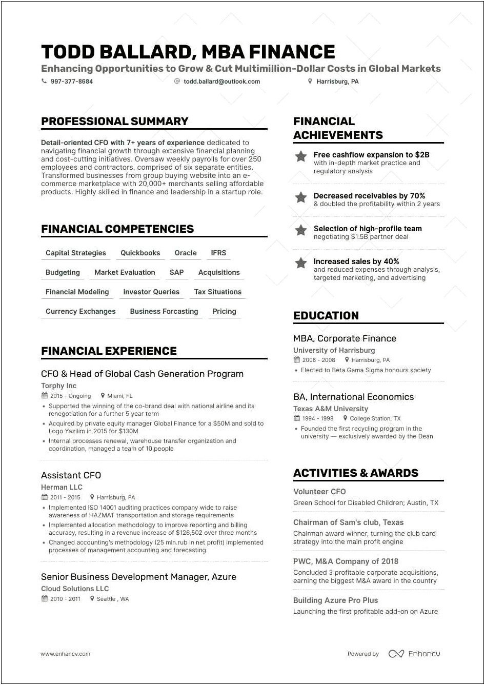 Sample Chief Accounting Officer Resume