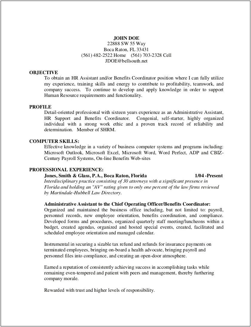 Sample Chief Human Resources Officer Resume