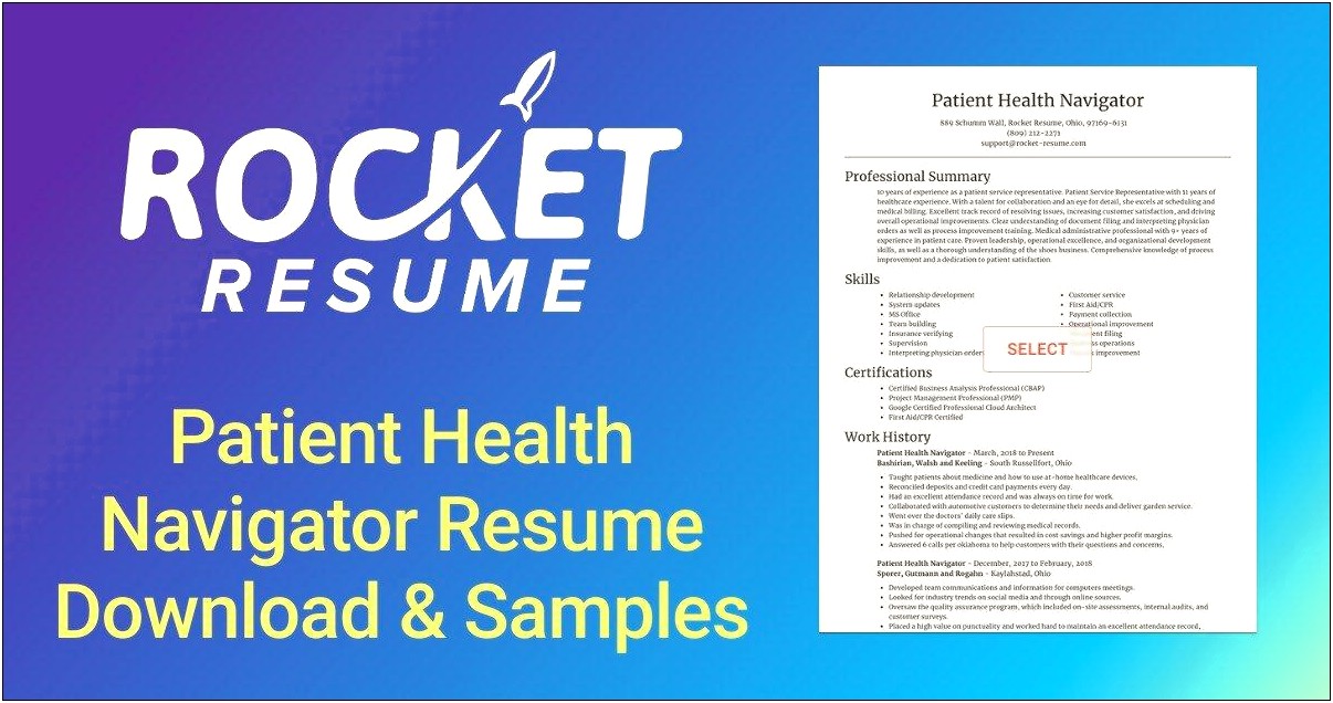 Sample Clinical Care Navigator Resume