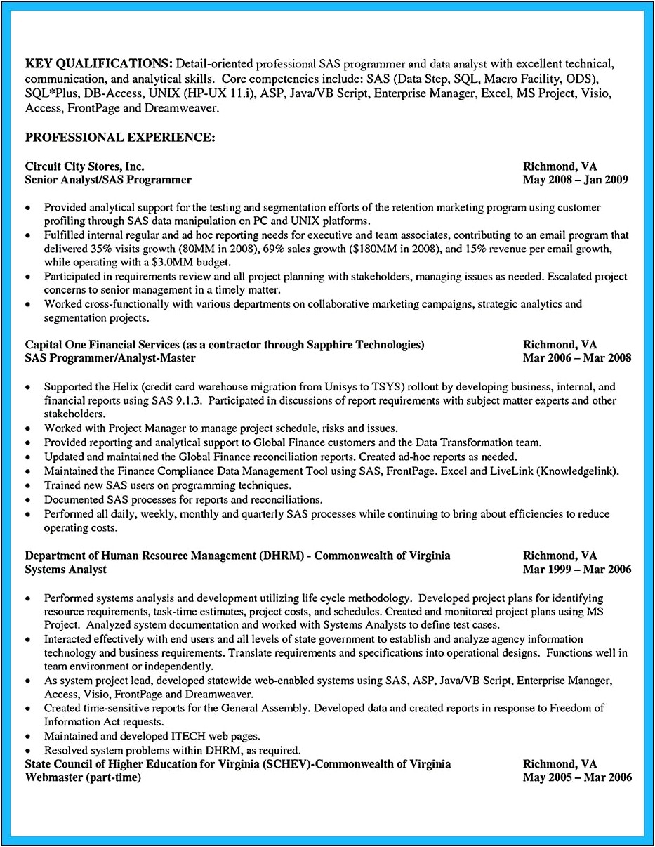 Sample Clinical Systems Analyst Resume