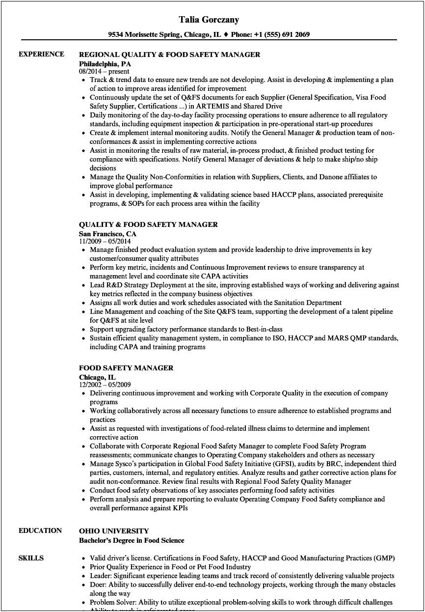 Sample Corporate Safety Director Resume