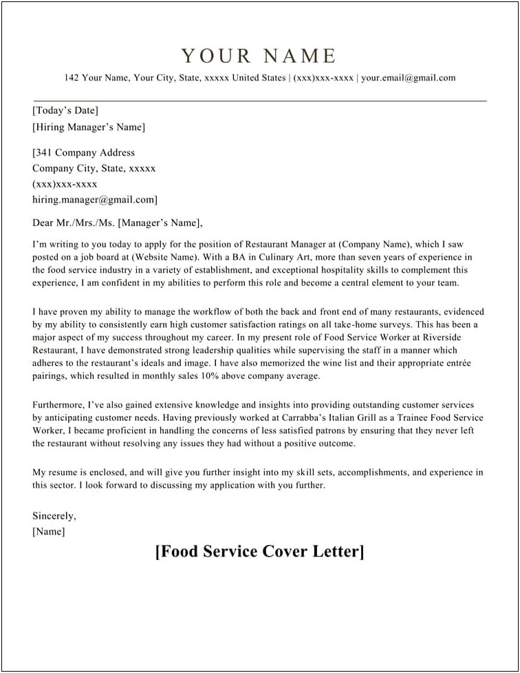 Sample Cover Letter Title For Resume