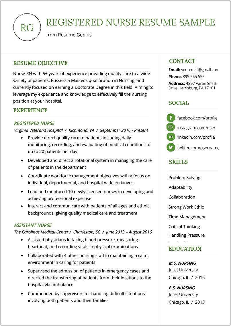 Sample Detailed Resume For Nurses