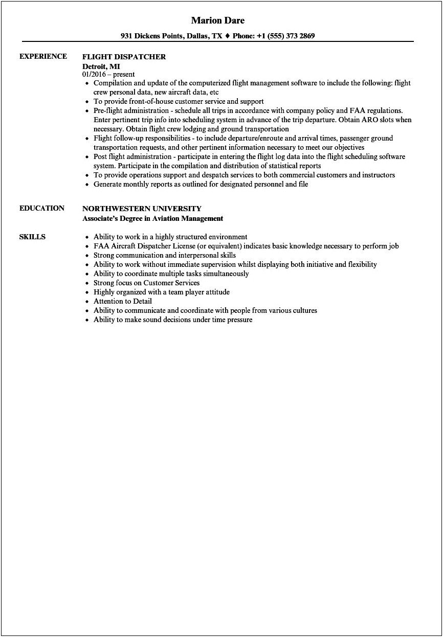 Sample Dispatcher Cover Letter For Resume