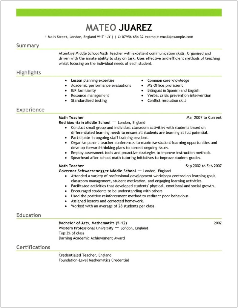 Sample Education Section Of A Resume