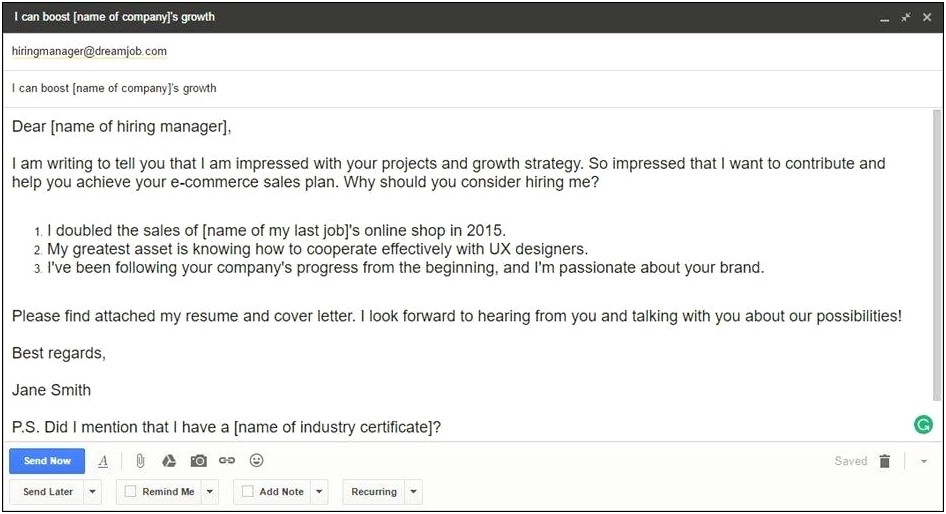 Sample Email After Submitting Resume To Client