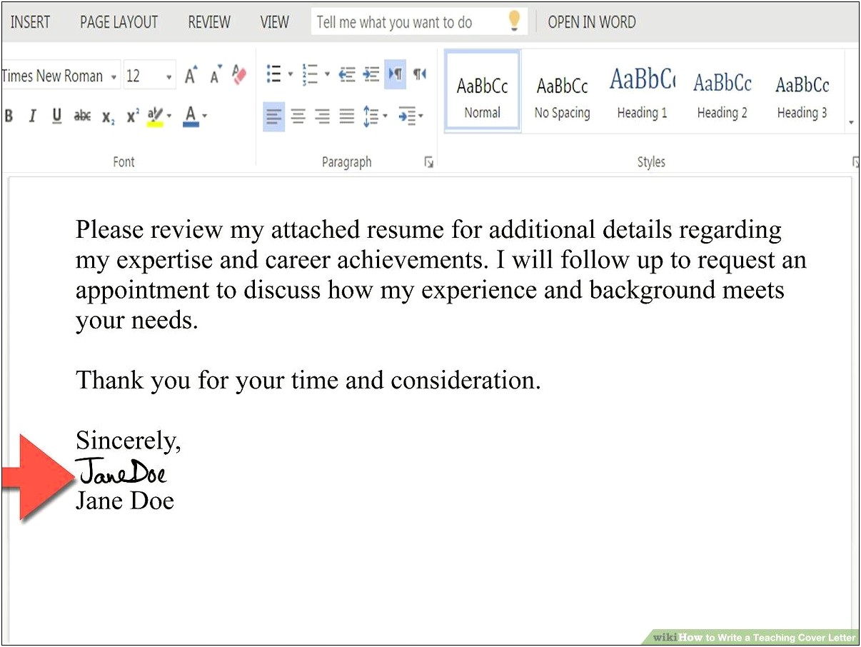 Sample Email For Sending A Resume